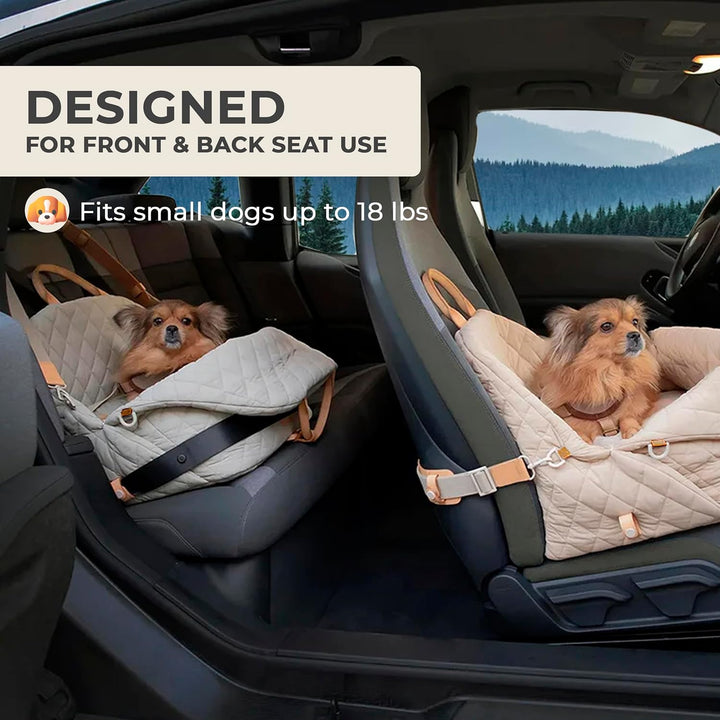 Dog Car Seat for Small Dogs – 3-In-1 Travel Carrier, Booster & Dog Bed for Car – Washable, Anti-Slip, Safety Straps – Fits Front & Back Seats – Cozy Pet Car Seat up to 25 Lbs – Pink
