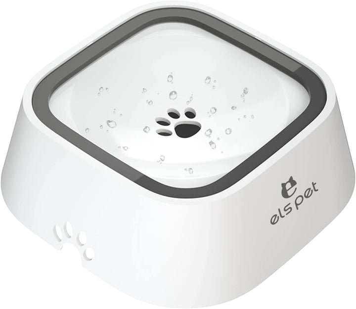 No Spill Slow Water Feeder - Large Capacity 70Oz/2L Travel Bowl for Dogs & Cats (Grey)