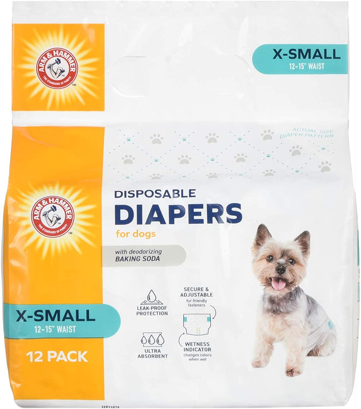 Pets for Pets Female Dog Diapers, Size Small, Ultra-Absorbent, Adjustable Girl Dog Diapers with Leak-Proof Protection and Wetness Indicator (Pack of 1, 12 Count Total)