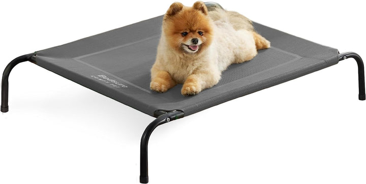 Medium Elevated Cooling Outdoor Dog Bed - Raised Cots for Medium Dogs, Portable Indoor & Outdoor Pet Hammock Bed with Skid-Resistant Feet, Frame with Breathable Mesh, Grey, 43 Inches