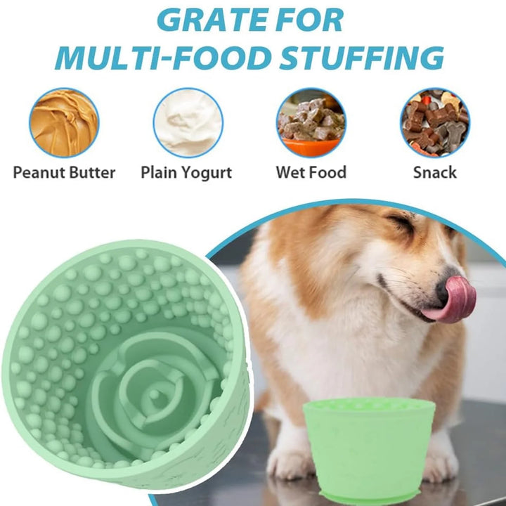 Dog Bowl Dog Lick Bowl Pet Slow Feeder Bowls for Oral Health Preventing Choking, Slow Feeder Dog Lick Bowl for Anxiety Relief & Enrichment (Green)