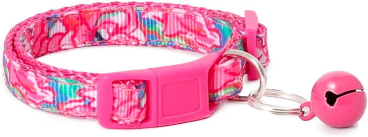 Designer Collection Cat Collar, XXS, Pink, Aloha Hawaii Pattern, Safety Breakaway Buckle, Built-In Bell, Suitable for Small, Medium, Large Dogs and Cats
