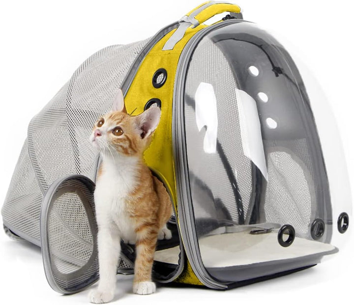 Cat Bubble Backpack with Fan, Fit up to 12 Lbs, Space Capsule Astronaut Clear Window Pet Travel Carrier Backpack for Cat and Small Puppy