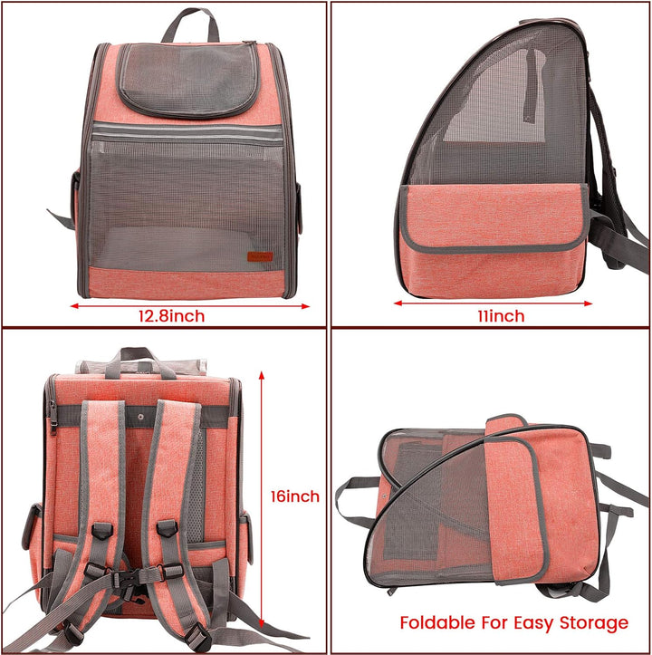 Cat Backpack Carrier, Small Pet Dog Backpack Carrier for Small Dogs Puppies with Ventilated Design, Airline Approved, Collapsible | for Travel, Hiking, Outdoor