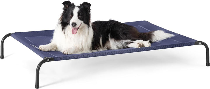 Medium Elevated Cooling Outdoor Dog Bed - Raised Cots for Medium Dogs, Portable Indoor & Outdoor Pet Hammock Bed with Skid-Resistant Feet, Frame with Breathable Mesh, Grey, 43 Inches