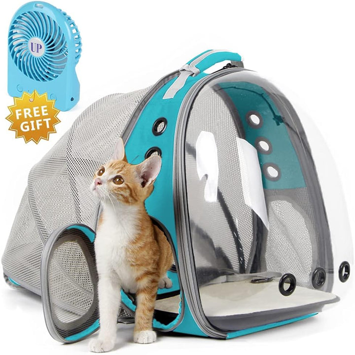Cat Bubble Backpack with Fan, Fit up to 12 Lbs, Space Capsule Astronaut Clear Window Pet Travel Carrier Backpack for Cat and Small Puppy