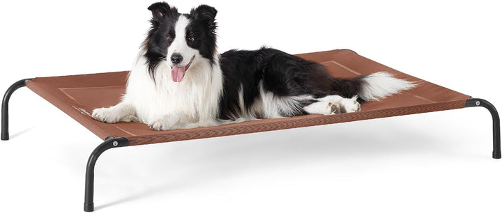 Medium Elevated Cooling Outdoor Dog Bed - Raised Cots for Medium Dogs, Portable Indoor & Outdoor Pet Hammock Bed with Skid-Resistant Feet, Frame with Breathable Mesh, Grey, 43 Inches
