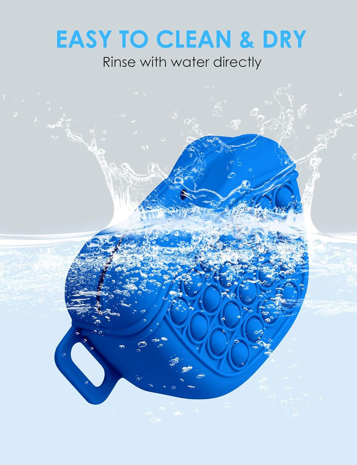 Dog Treat Pouch with Training Clicker 2.0-Upgrade Stronger Magnetic Closure to Avoid Spilling, 1.67 Cup Silicone Treat Bag Fanny Pack with Waist Belt for Pet Training Walking (Blue)