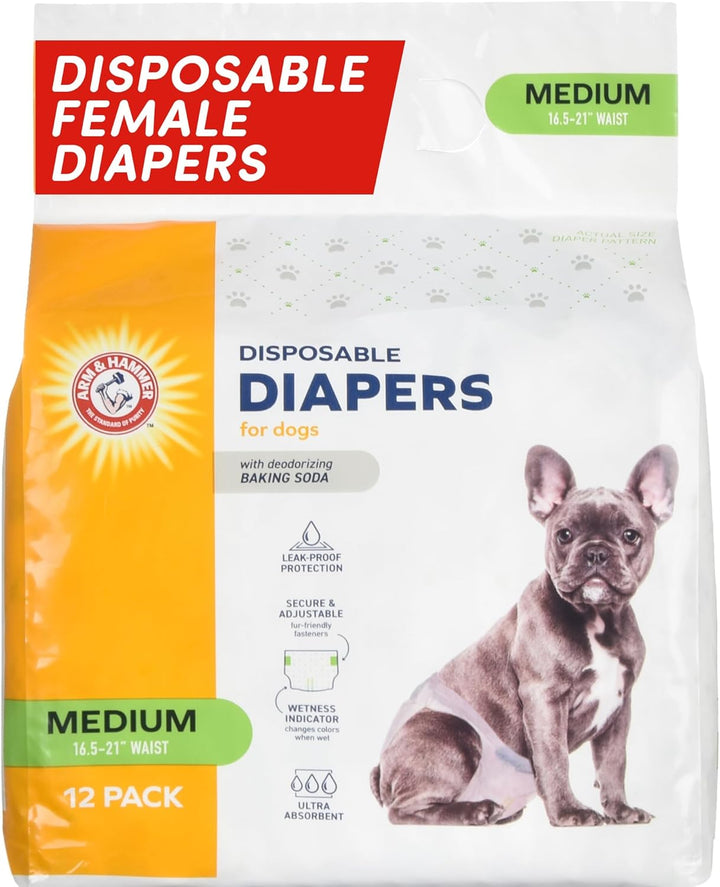 Pets for Pets Female Dog Diapers, Size Small, Ultra-Absorbent, Adjustable Girl Dog Diapers with Leak-Proof Protection and Wetness Indicator (Pack of 1, 12 Count Total)