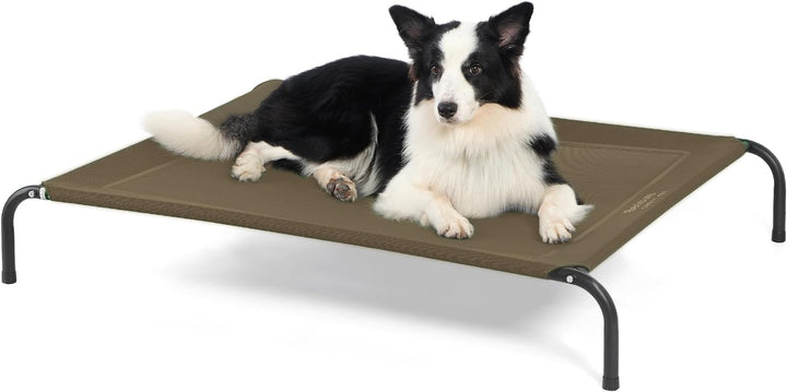 Medium Elevated Cooling Outdoor Dog Bed - Raised Cots for Medium Dogs, Portable Indoor & Outdoor Pet Hammock Bed with Skid-Resistant Feet, Frame with Breathable Mesh, Grey, 43 Inches