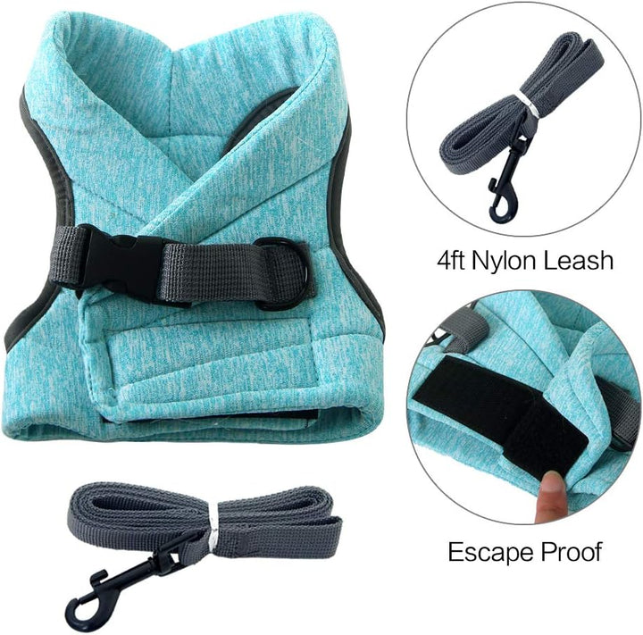 Cat Harness and Leash Set for Walking, Escape Proof Vest Harnesses for Cats, Ultra Light Breathable Soft Jacket (Green, L (Chest: 13 - 15"))