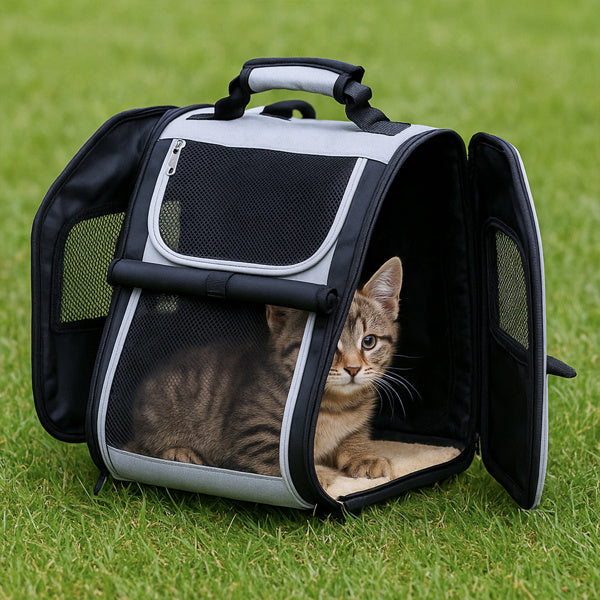 Pet Carrier Backpack, Expandable Cat/ Dog Carrier With Back Extension, Breathable Mesh Travel Backpack For Small Dogs Cats, Soft-Sided Pet Backpack Holds Up To 26 Lbs