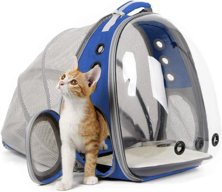 Cat Bubble Backpack with Fan, Fit up to 12 Lbs, Space Capsule Astronaut Clear Window Pet Travel Carrier Backpack for Cat and Small Puppy