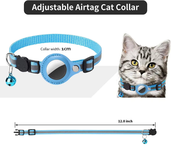 Cat Airtag Holder Collar Breakaway Reflective Strips Adjustable Kitten Collar Waterproof Cat Bell Collar Pet Air Tag Case Pets