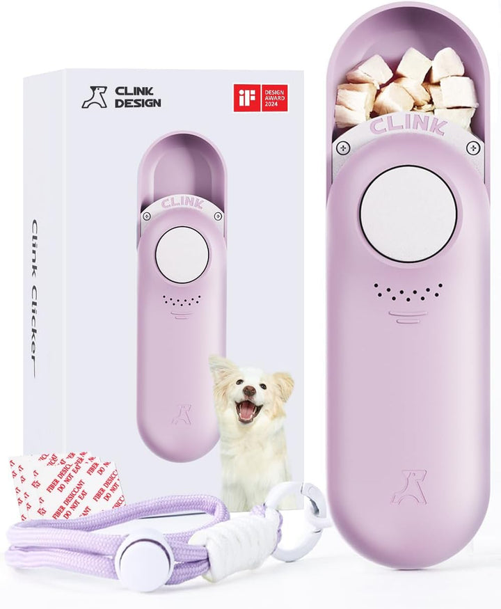 Clicker Dog Trainer & Dog Treat Pouch Alternative, Puppy Essentials Dual Use 2 in 1 Dog Clicker for Training - Durable, Light (2.36 Oz), Easy to Clean & Handle, Innovative Design, Black