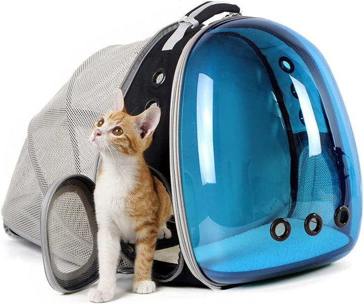 Cat Bubble Backpack with Fan, Fit up to 12 Lbs, Space Capsule Astronaut Clear Window Pet Travel Carrier Backpack for Cat and Small Puppy