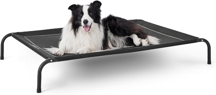 Medium Elevated Cooling Outdoor Dog Bed - Raised Cots for Medium Dogs, Portable Indoor & Outdoor Pet Hammock Bed with Skid-Resistant Feet, Frame with Breathable Mesh, Grey, 43 Inches