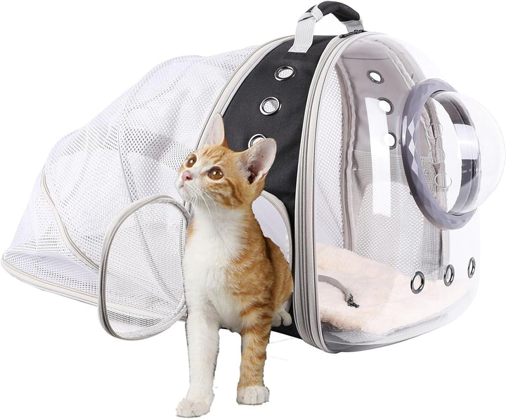 Cat Bubble Backpack with Fan, Fit up to 12 Lbs, Space Capsule Astronaut Clear Window Pet Travel Carrier Backpack for Cat and Small Puppy