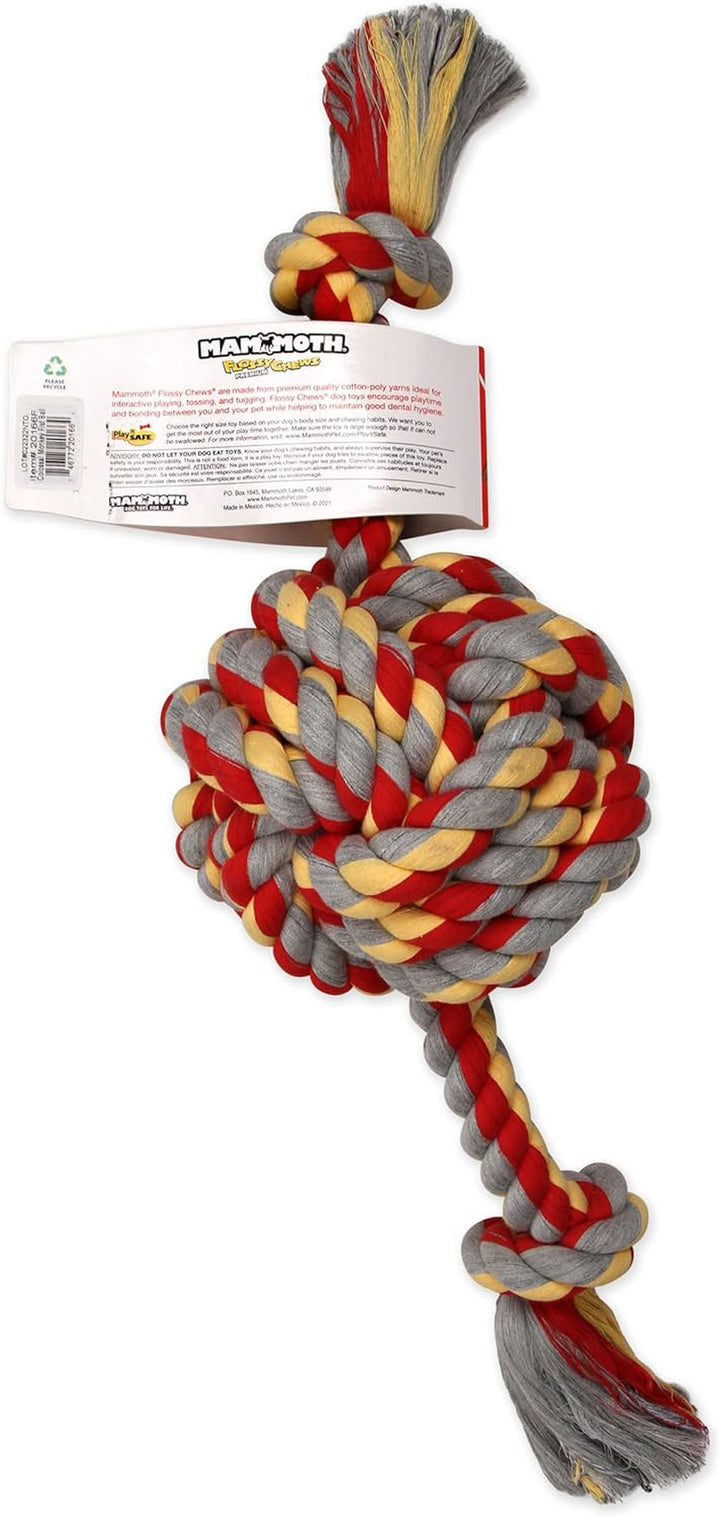 Flossy Chews Colossal 25-Inch Color Monkey Fist Ball with Rope Ends, Assorted Colors, Multicolor (20166F)