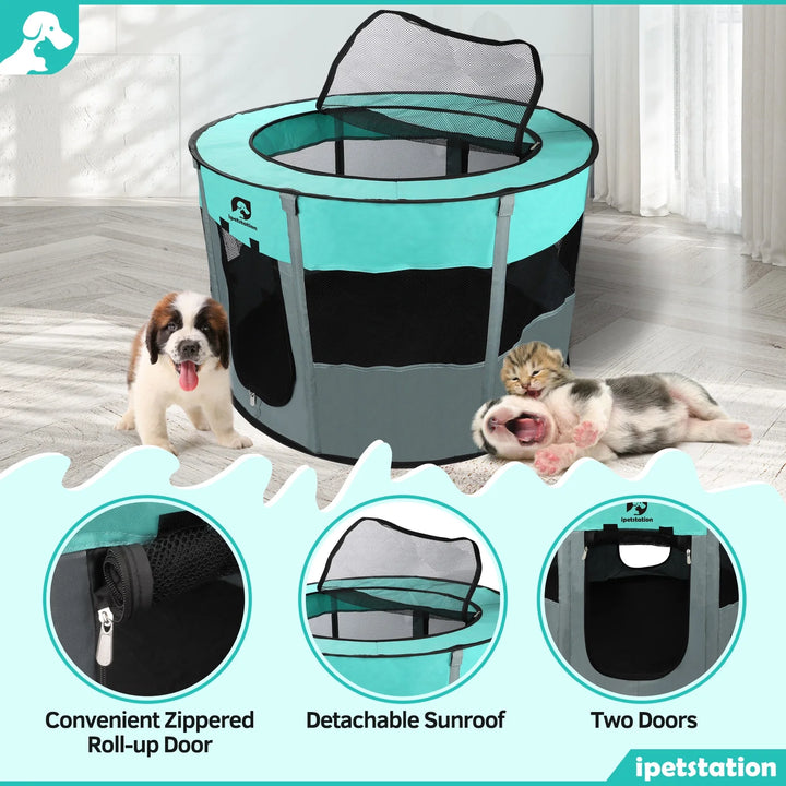 Pet Playpen -10.23Sq.Ft Large Pens for Puppies Kittens Cat Rabbit-Portable & Foldable Dog Pens Pet Kennel for Indoor, Outdoor RV Travel Office Potty Training Nursing Room