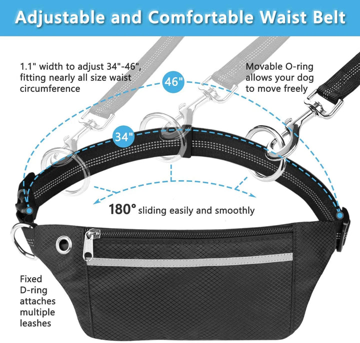 Hands Free Dog Leashes, Waist Belt Leash for Small Medium Large Dogs Running Walking Training