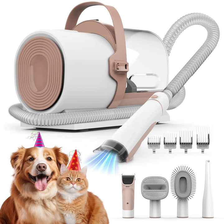 Pet Grooming Kit, 7 Grooming Tools, Pet Grooming Vacuum, Dog/Cat Clippers Kit, Low Noise, PG50 PLUS