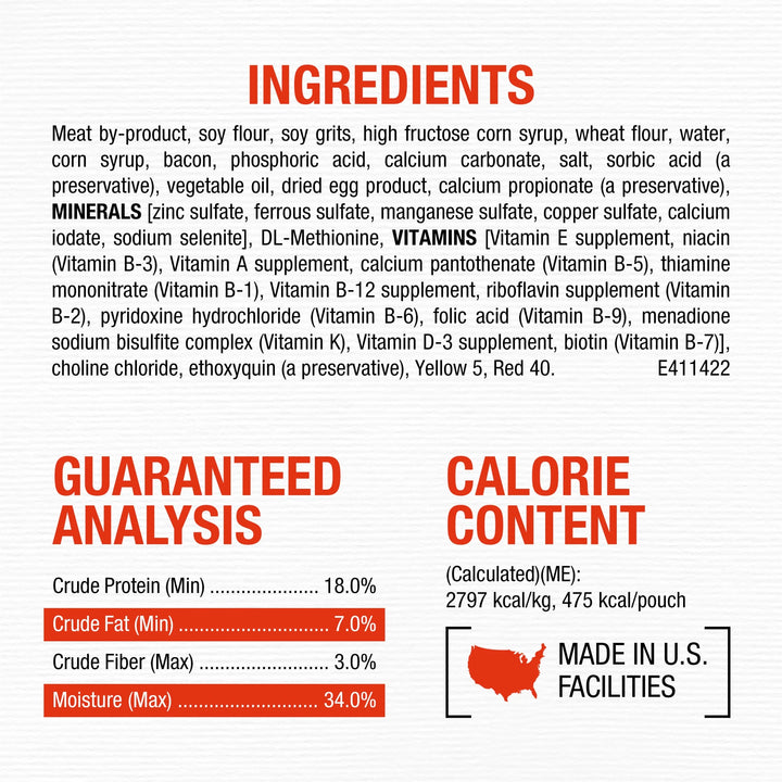 Purina Moist and Meaty Rise and Shine Awaken Bacon and Egg Flavor Soft Dog Food High Protein Pouches