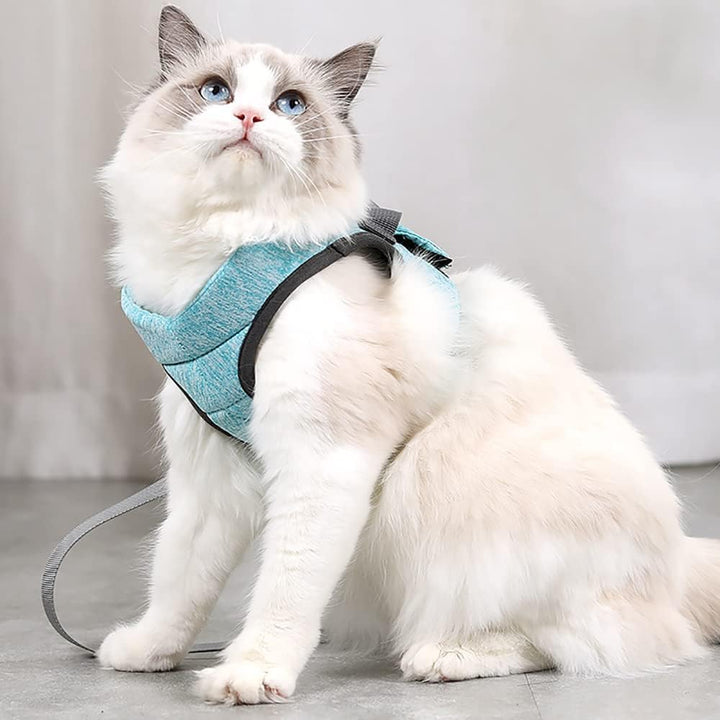 Cat Harness and Leash Set for Walking, Escape Proof Vest Harnesses for Cats, Ultra Light Breathable Soft Jacket (Green, L (Chest: 13 - 15"))