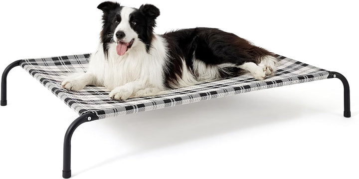 Medium Elevated Cooling Outdoor Dog Bed - Raised Cots for Medium Dogs, Portable Indoor & Outdoor Pet Hammock Bed with Skid-Resistant Feet, Frame with Breathable Mesh, Grey, 43 Inches