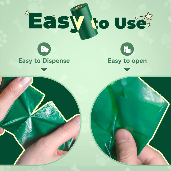 Dog Poop Bags, Extra Thick Waste Bag for Pets, 20 Refill Rolls, 300 Count, Lavender Scented, 1 Dispenser - Green