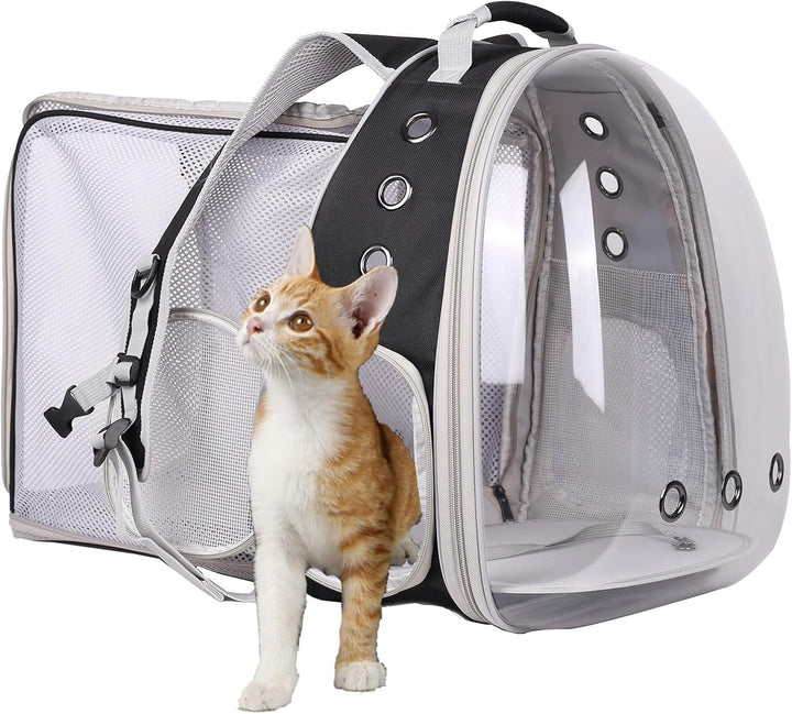 Cat Bubble Backpack with Fan, Fit up to 12 Lbs, Space Capsule Astronaut Clear Window Pet Travel Carrier Backpack for Cat and Small Puppy
