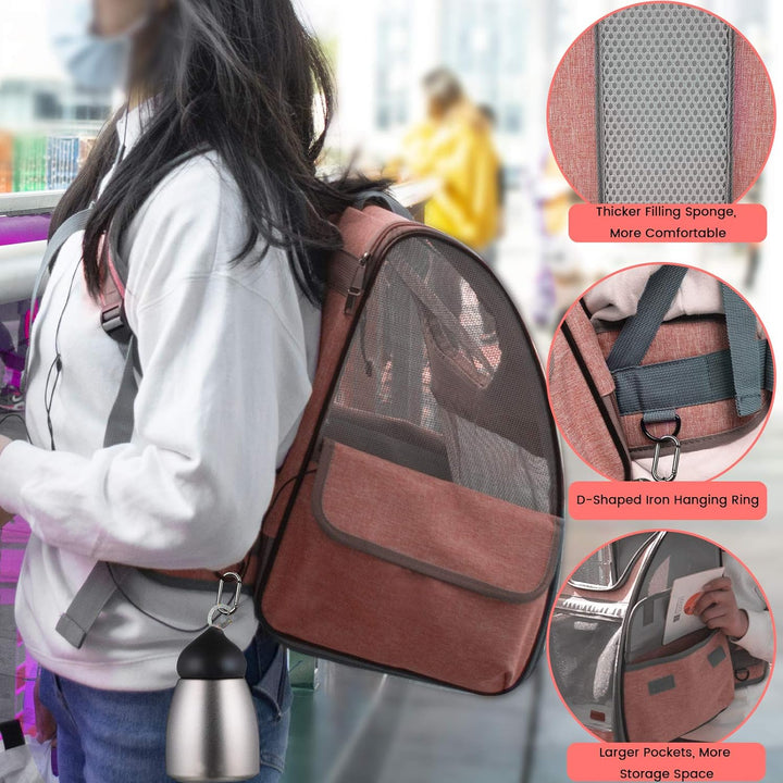 Cat Backpack Carrier, Small Pet Dog Backpack Carrier for Small Dogs Puppies with Ventilated Design, Airline Approved, Collapsible | for Travel, Hiking, Outdoor