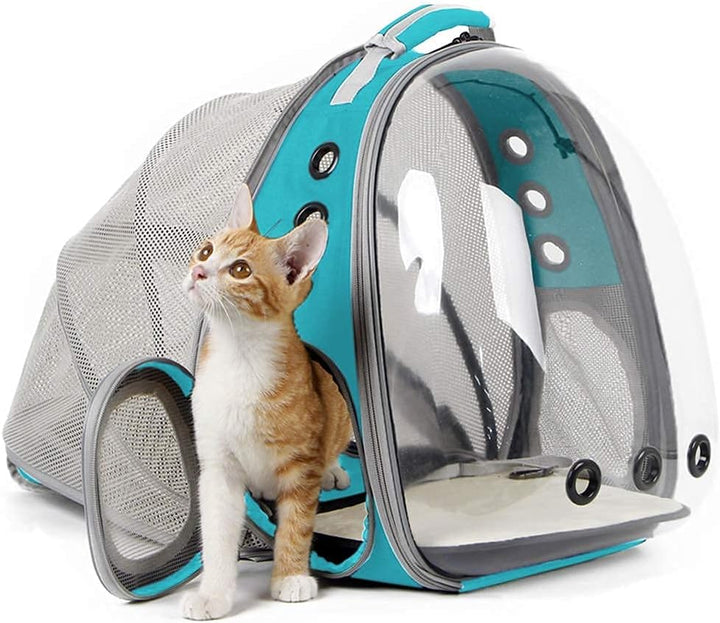 Cat Bubble Backpack with Fan, Fit up to 12 Lbs, Space Capsule Astronaut Clear Window Pet Travel Carrier Backpack for Cat and Small Puppy