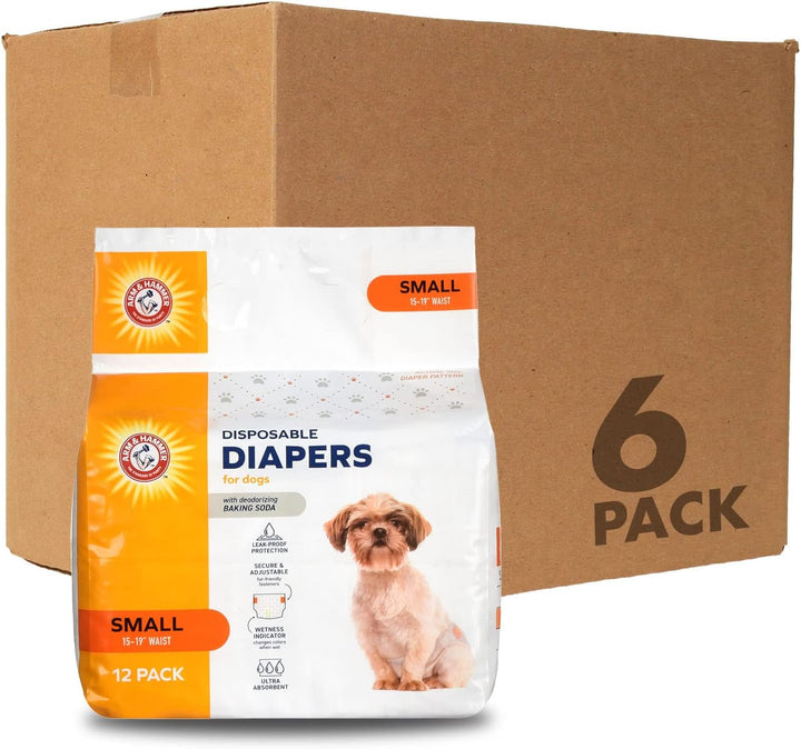 Pets for Pets Female Dog Diapers, Size Small, Ultra-Absorbent, Adjustable Girl Dog Diapers with Leak-Proof Protection and Wetness Indicator (Pack of 1, 12 Count Total)