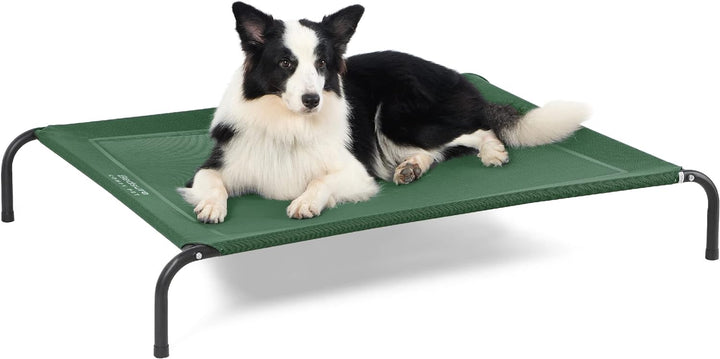 Medium Elevated Cooling Outdoor Dog Bed - Raised Cots for Medium Dogs, Portable Indoor & Outdoor Pet Hammock Bed with Skid-Resistant Feet, Frame with Breathable Mesh, Grey, 43 Inches
